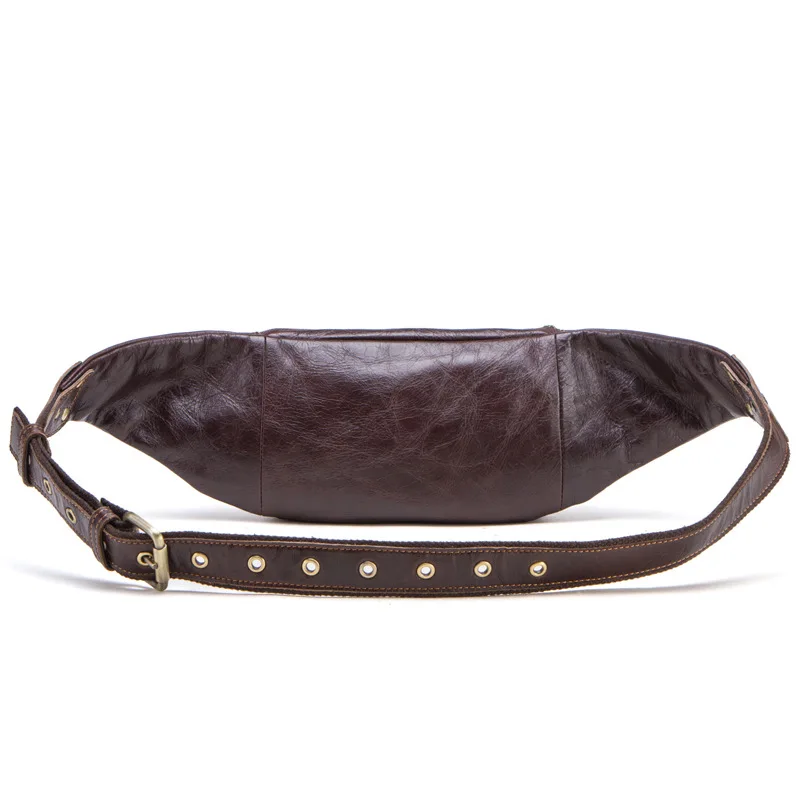 Contact's Waist packs Genuine Leather men's sports Waist bag Crossbody bags First layer cowhide mobile phone belt bag