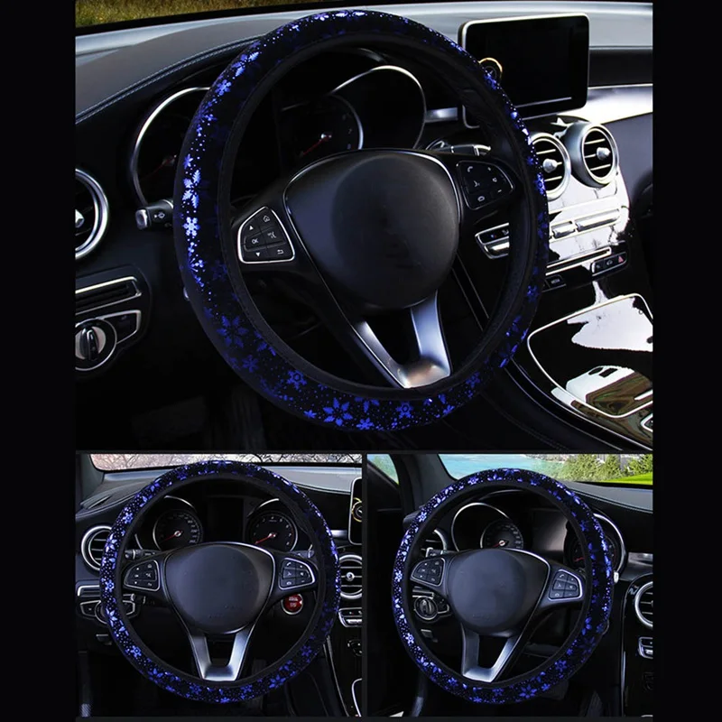 

4 Colors Universal Diameter 38CM Steering Wheel Covers Snowflake Style Steering-wheel Protection Cover Suit Car Auto Accessories