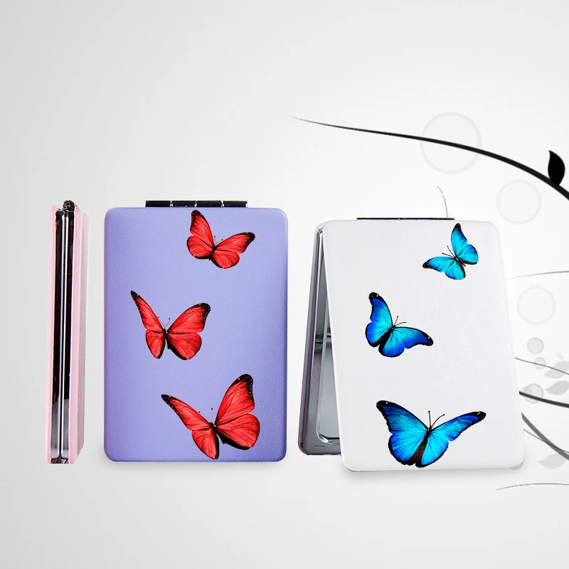 Портативное складное косметическое зеркало с бабочкой компактное карманное