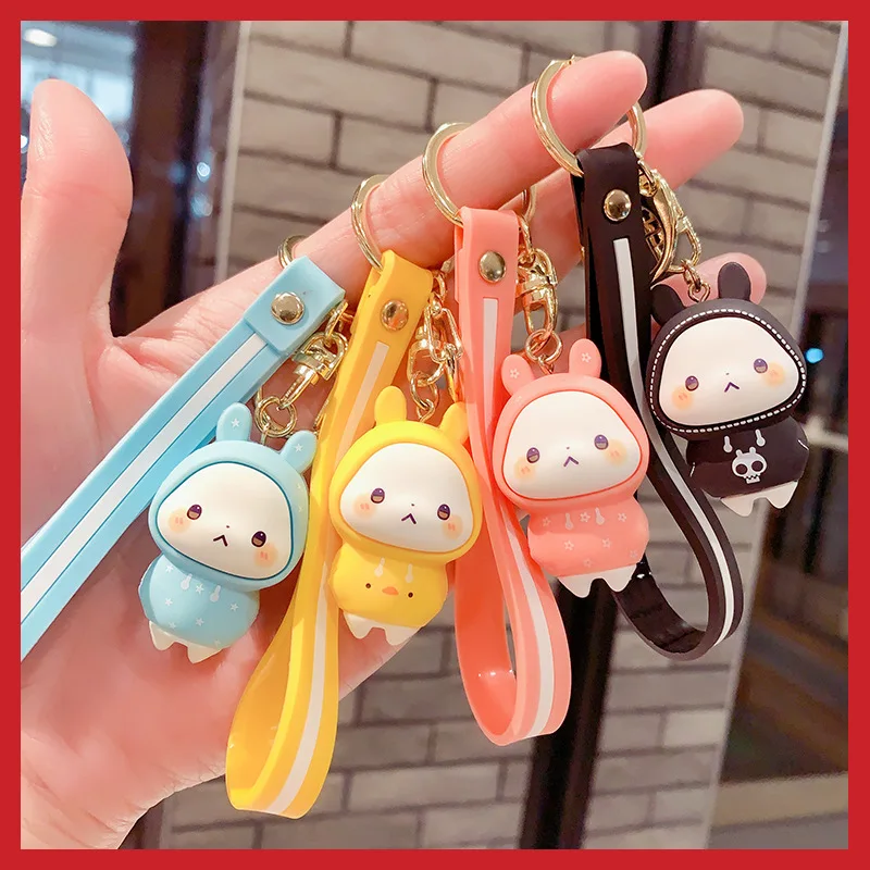 

2020 girl heart lovely Pine rabbit Keychains PVC Korean cartoon creative Key Chain men's and women's schoolbag pendant Key Ring