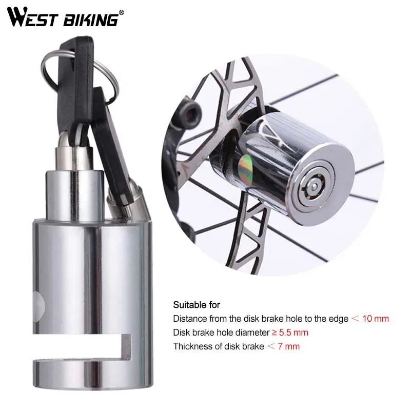 

WEST BIKING MTB Lock Anti-theft Bicycle Stainless Steel Mini Bike Brake Disc Safety Lock Waterproof Cycling Disc Security Lock