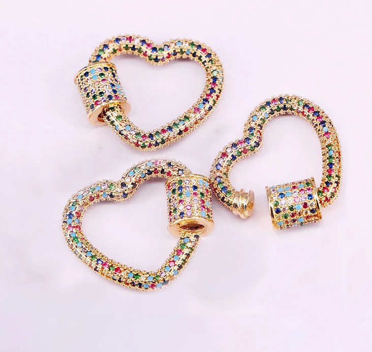 

2PCS, Gold Color Rainbow Heart Clasps,Lock Carabiner