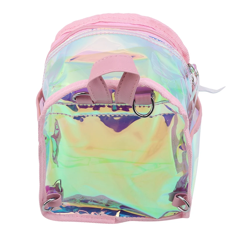 

PVC Mini Backpack Women Fashion Clear See Through Teenager School Book Bag Laser Jelly Transparent Mini Travel Bags