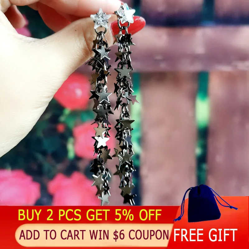 LEEKER винтажные увеличенные длинные серьги кисточки в форме звезды для женщин