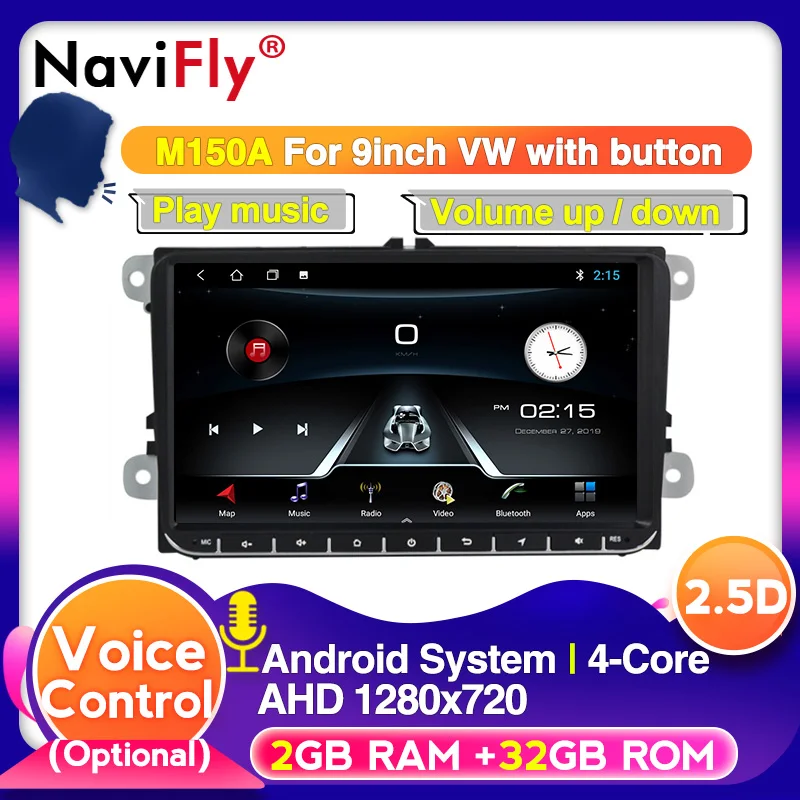 Автомагнитола Navifly мультимедийный плеер на Android 10 с GPS для Skoda Seat Volkswagen B6 B7 Passat golf Polo