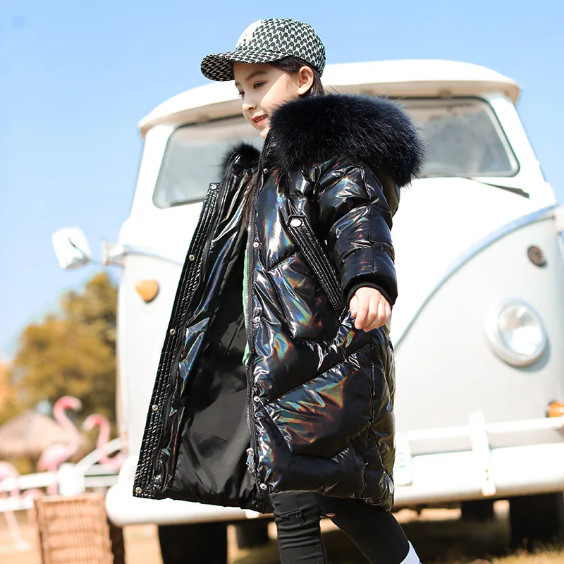 

Зимняя Детская куртка-пуховик на-30 градусов яркое пуховое пальто для девочек зимнее теплое длинное пуховое пальто для девочек ветрозащитна...