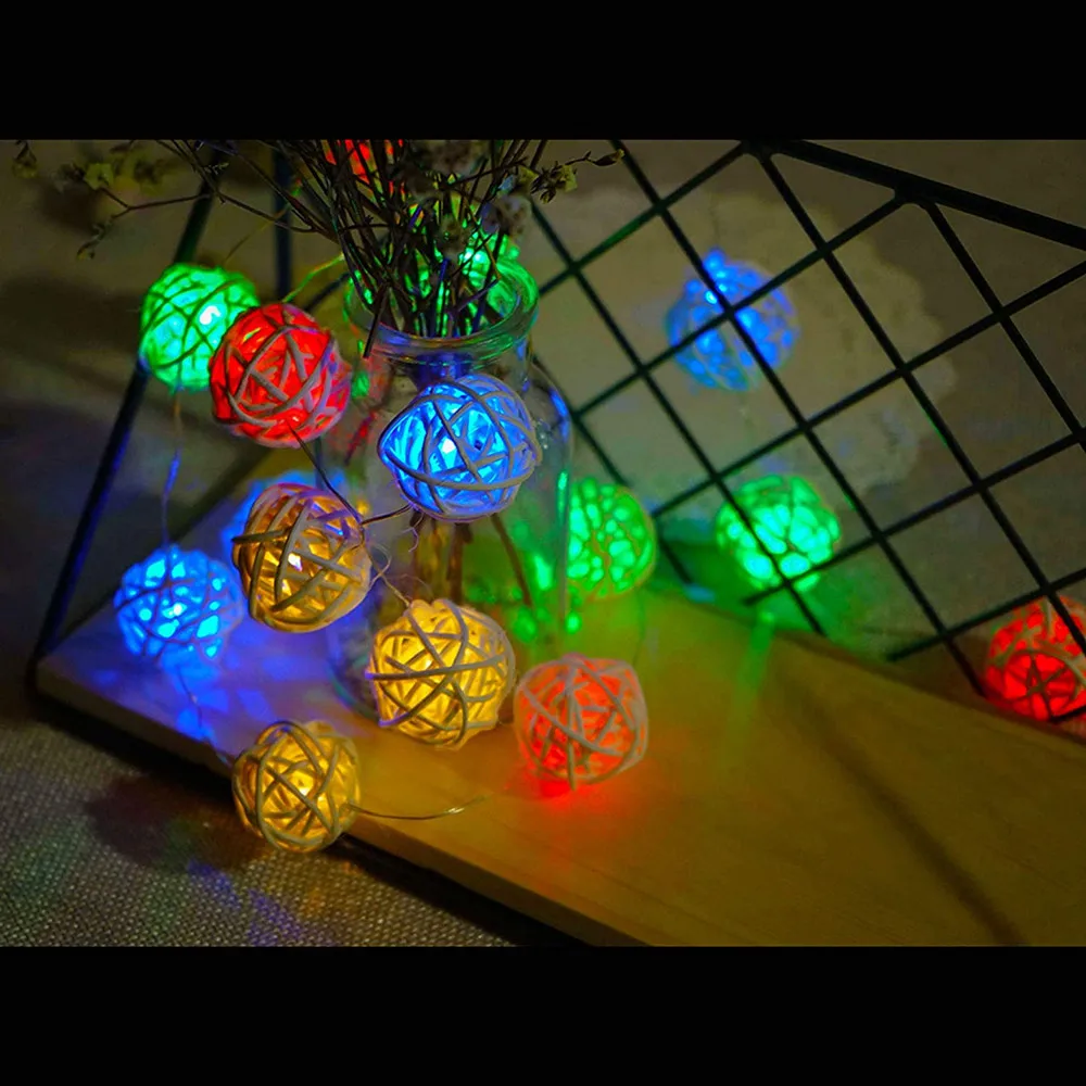 

6M 40Led 3cm Rattan Ball String Lights Led Lights Decoration Fairy Lights LED Garlad Home New Year Christmas Decorations AC 220V