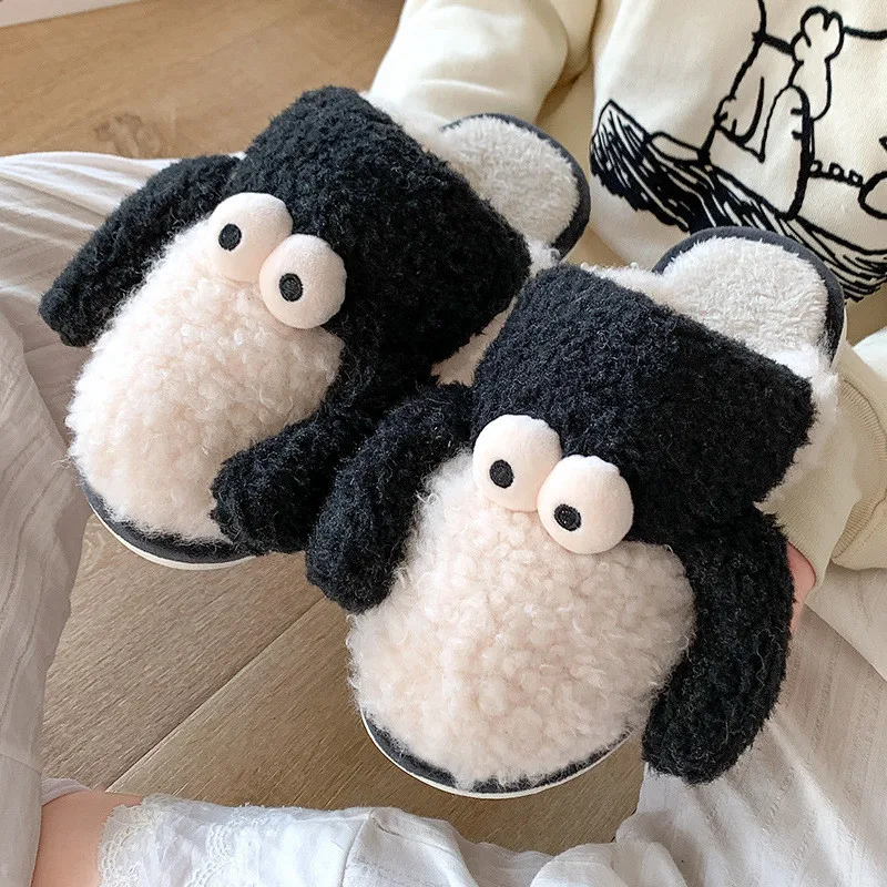 

Women Winter Warm Furry Slippers Cute Cartoon Sheep Home Indoor Lovers Flat Shoes Soft Plush Female Male House Floor Slipper