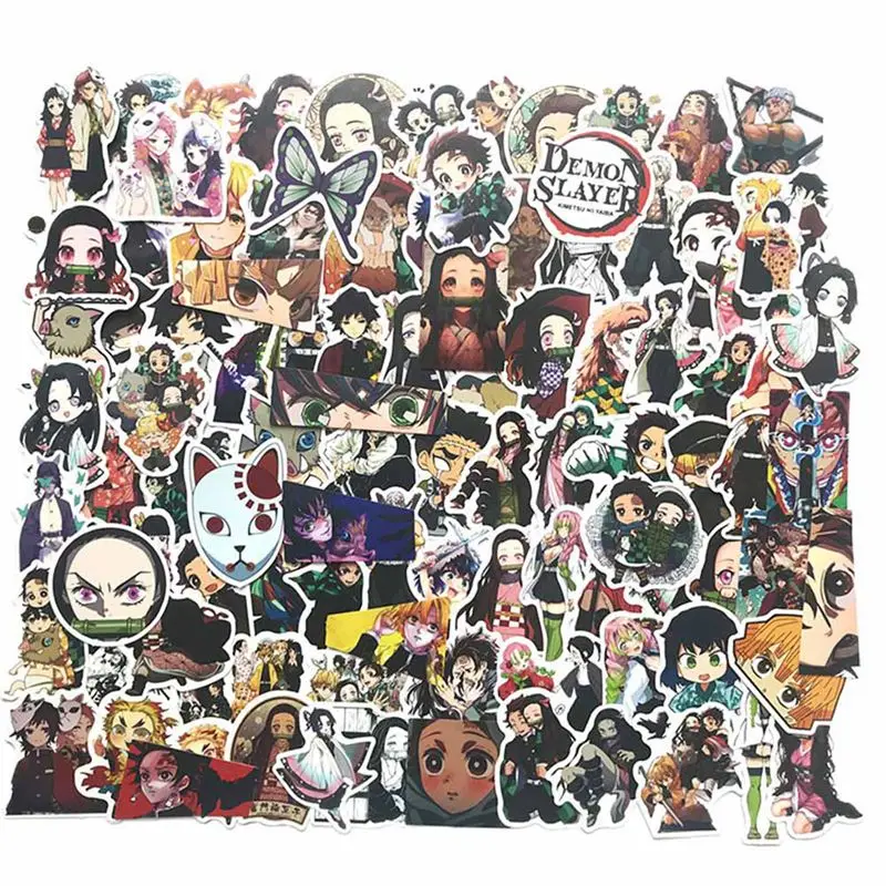 

100PCS Anime Demon Slayer: Kimetsu no Yaiba Sticker Graffiti Stickers For Suitcase Luggage Guitar Car Stationery Gift