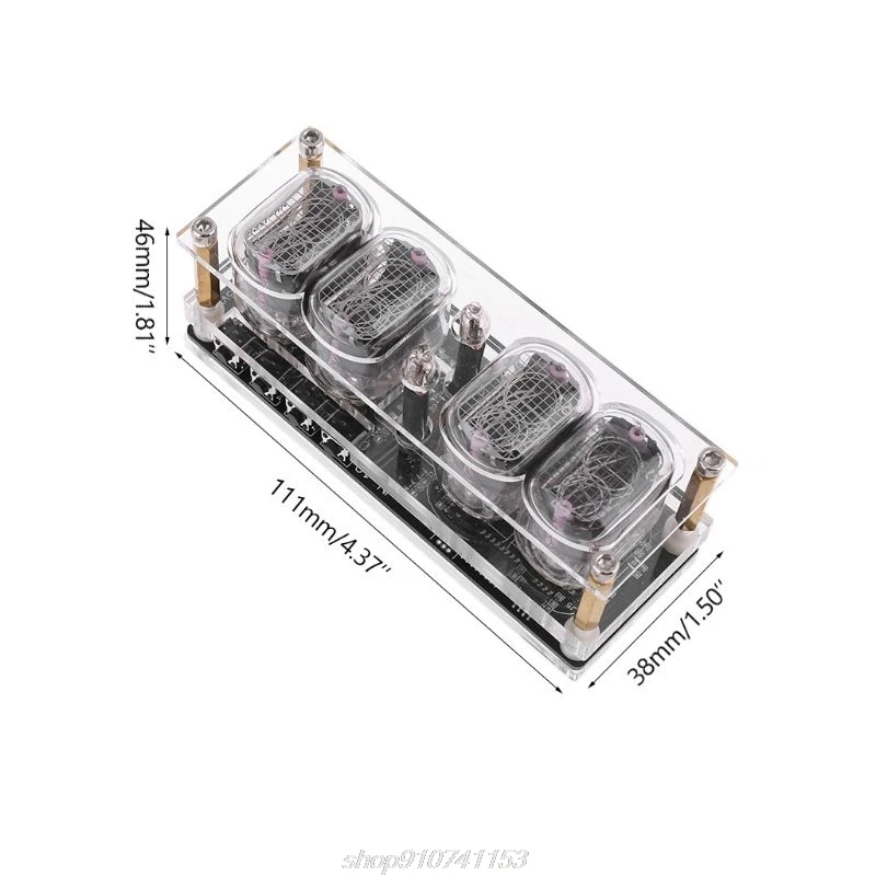 

IN-12 Glow Tube Clock 4-Bit DS3231 IN12 Nixie Tube Clock Steampunk Decor Gift with Multicolor RGB LED Backlight M06 21 Dropship