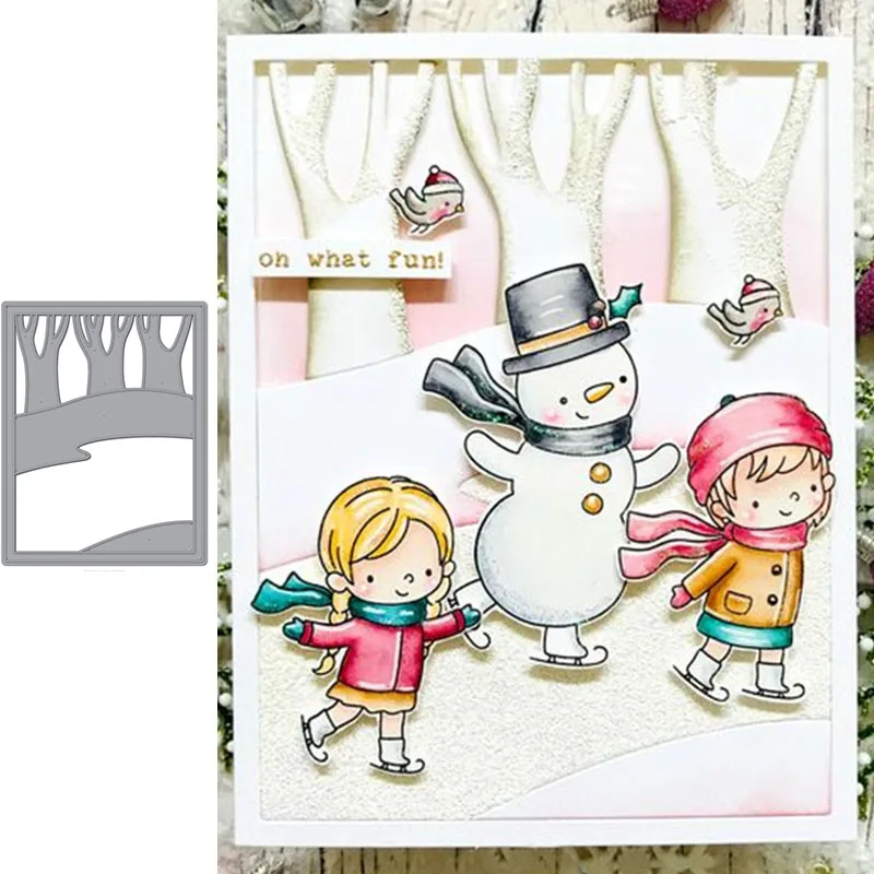 Прямоугольный металлический трафарет с деревом в багажнике для скрапбукинга