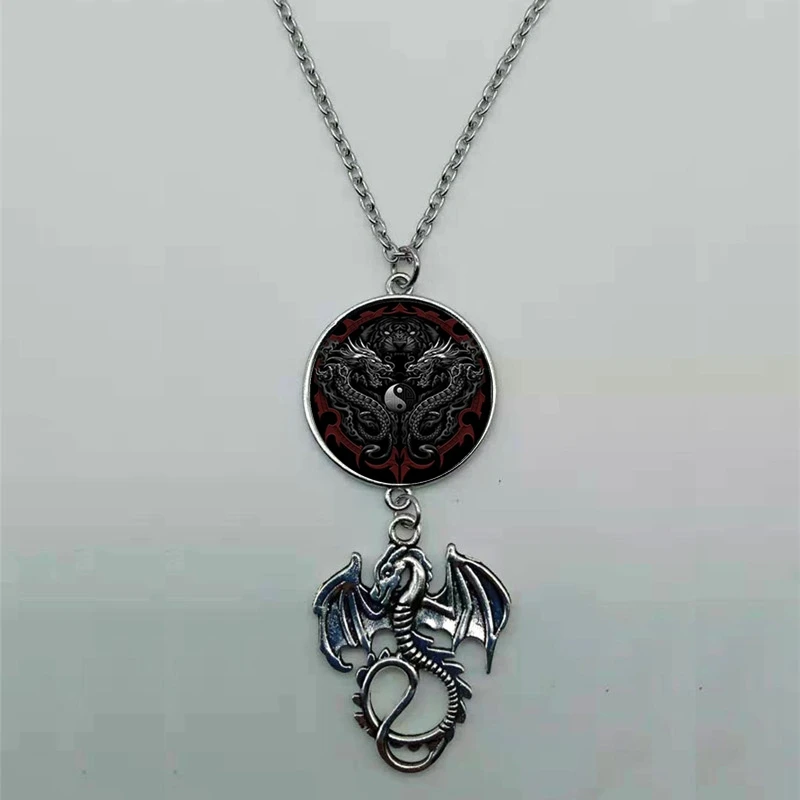 Ожерелье из светящегося черного дракона в стиле стимпанк ожерелье с круглым