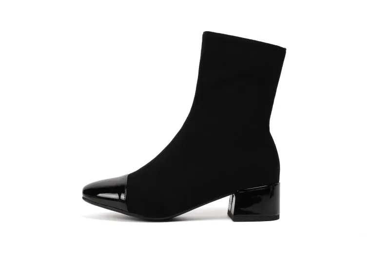 Однотонные Ботинки martin на толстом каблуке с квадратным носком молнии большие