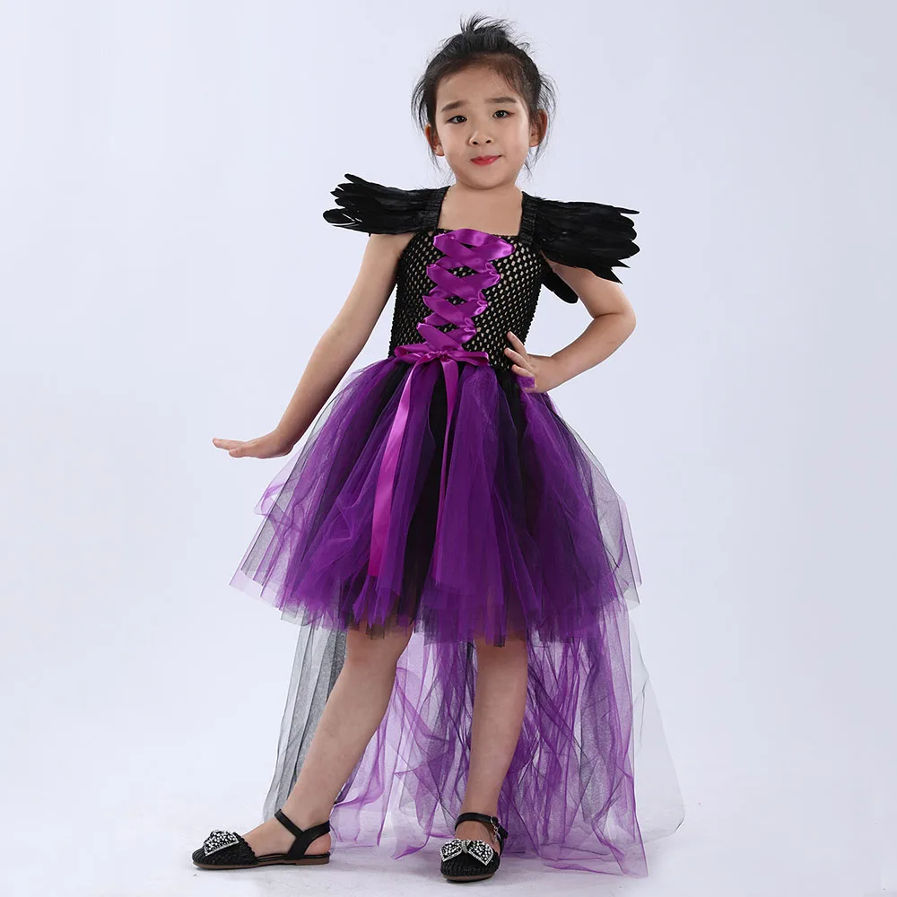 Платье-пачка злой королевы малефисент ведьма косплей костюм Дьявол Рог крыло для