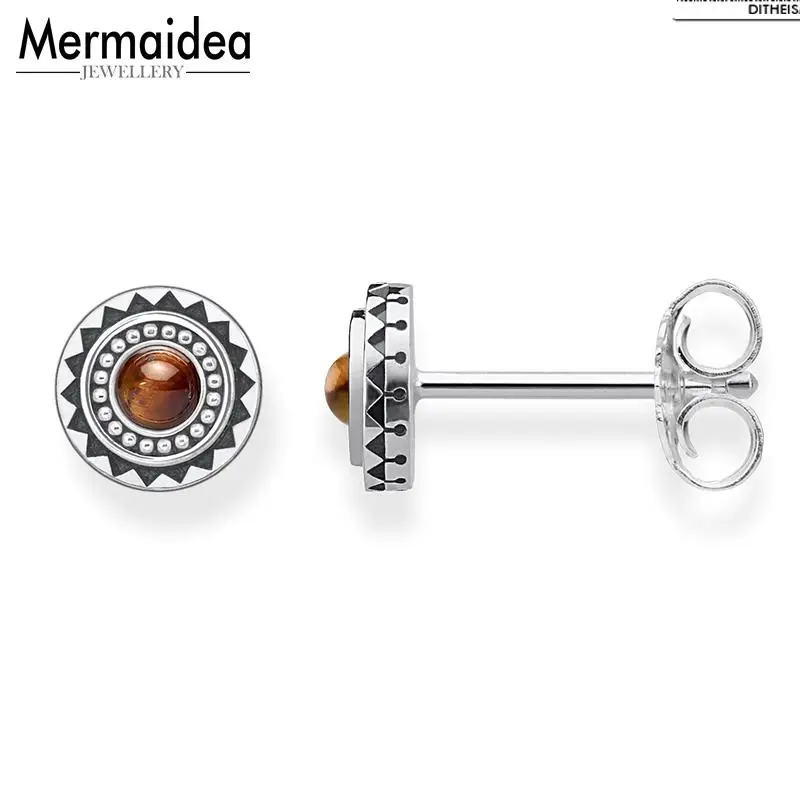 Круглые серьги гвоздики тигровый глаз новинка 2020 Модная бижутерия Трендовое