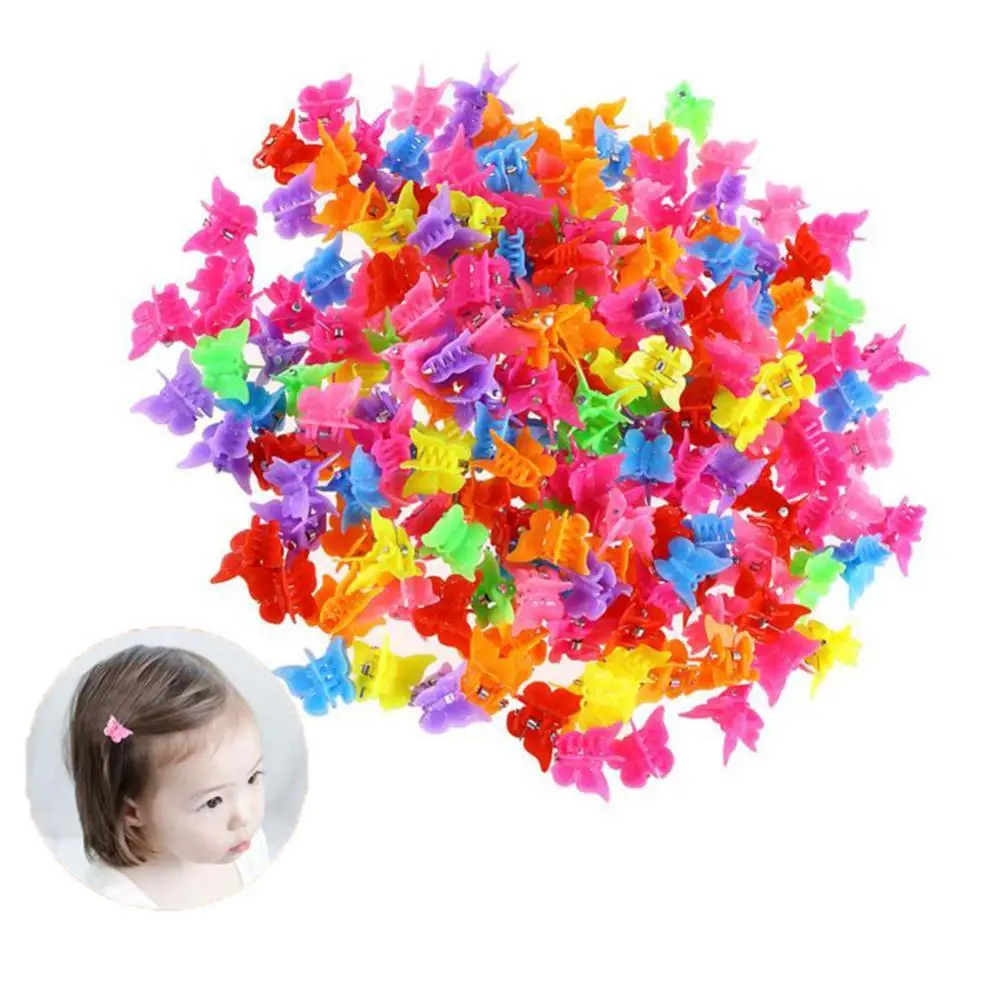 

100 шт. Детские Карамельный Цвет Бабочка Заколки для волос коготь Заколки Зажимы для челки Разноцветные мини клип заколка для волос, парикмах...