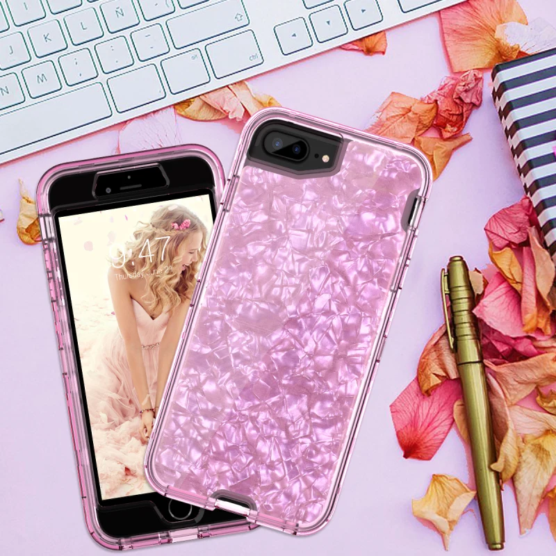 Shock Bumper Phone Case For iPhone 6 Plus case Luxury Shiny 3 in 1 Hard PC TPU Full Protection Cover for 6s Coque |