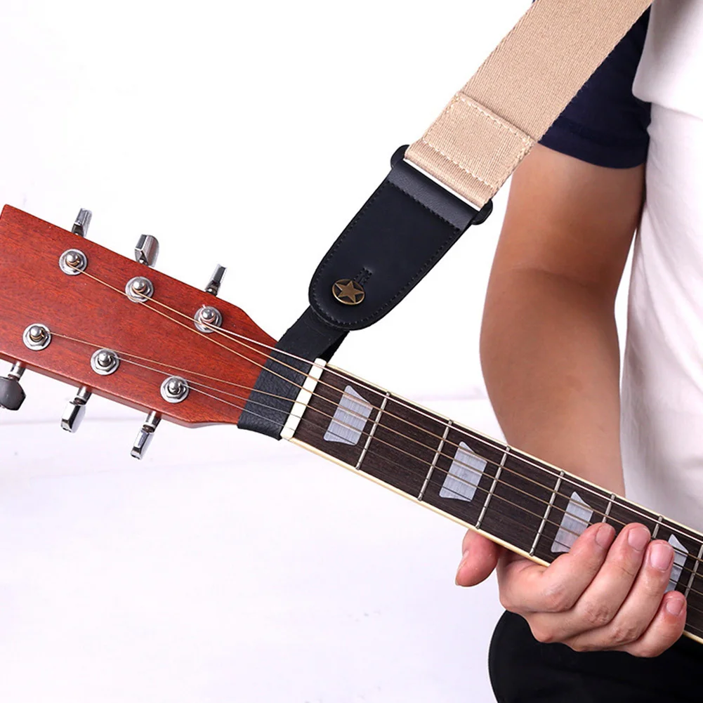gitarre neck strap gitarre strap leder kopf gürtel halter taste safe lock ukulele bass folk akustische elektrische gitarre zubehör free glob