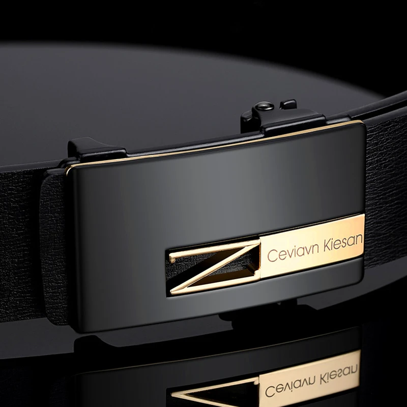 Мужской ремень из натуральной кожи с автоматической пряжкой сплава | Аксессуары