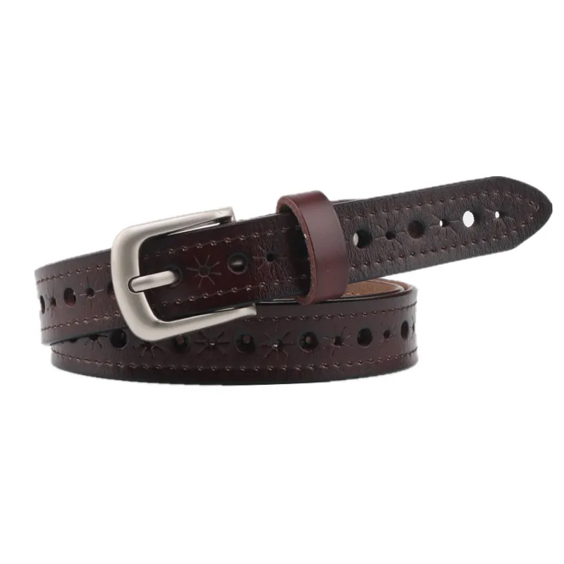 

2021 New Fashion Split Leather All-match Star Punching Soft Leather Belt Jeans Belt Cowhide Belt Waist Accessories Belt Gift