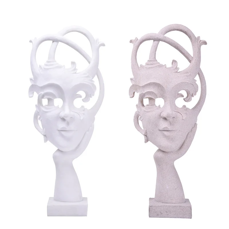 

Abstract Resin Figurines For Home Decoration Accessories Dancing Mask Sculpture Living Room Decoration Figurines Photohraph Prop