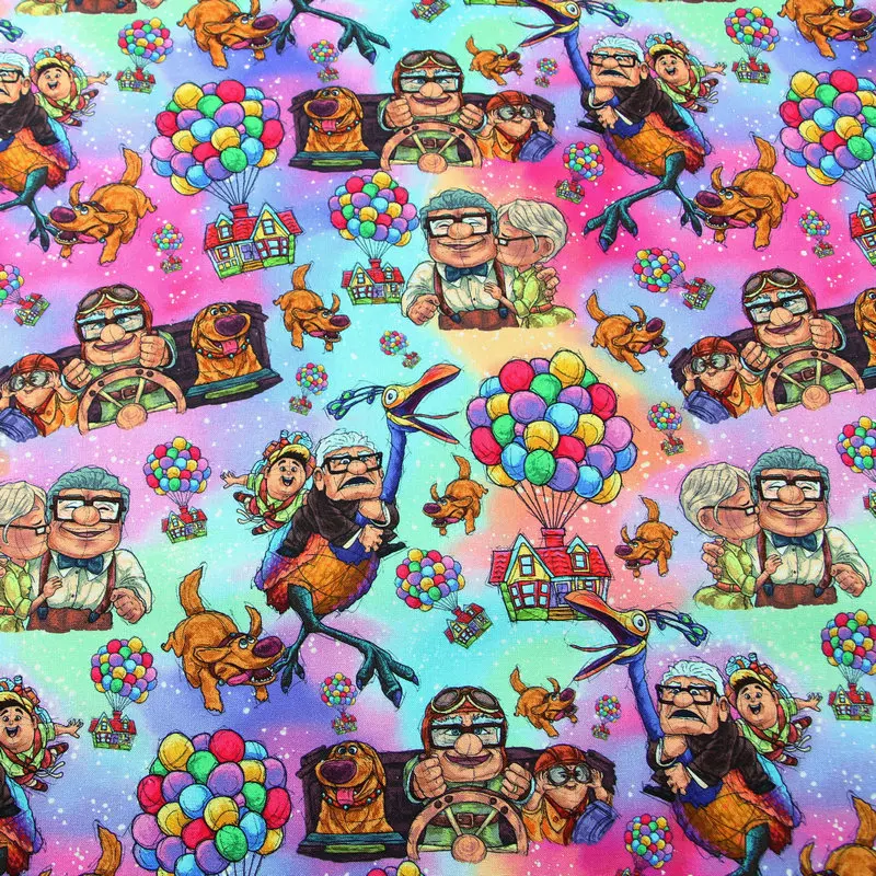 cartoon disney up balloon fly house kids 100 cotton fabric for girl clothes hometextile cushion cover needlework diy free global shipping