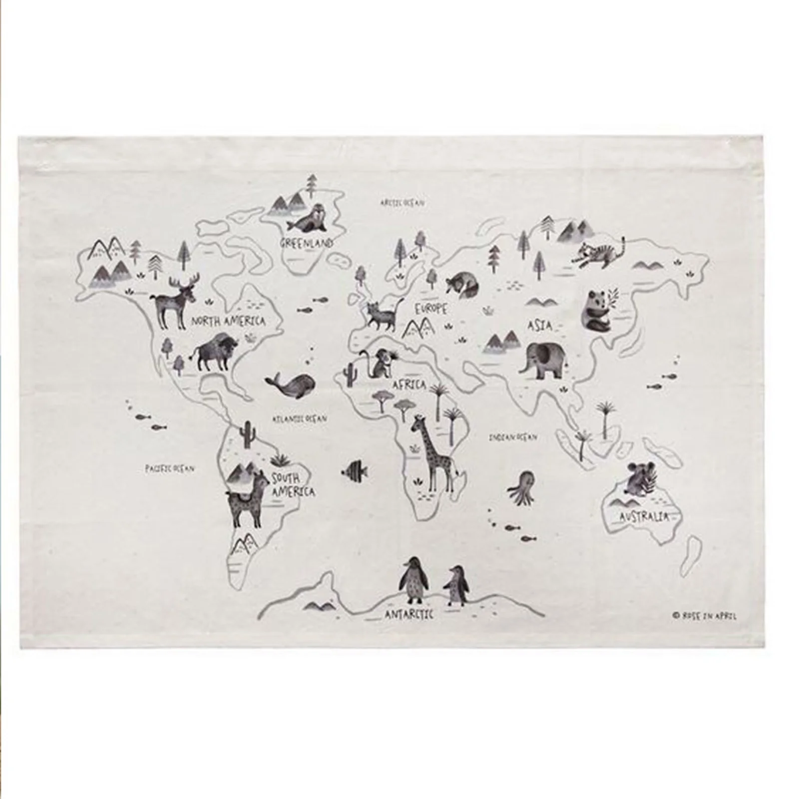 Карта мира хлопчатобумажная настенная декоративная забавная карта с животными