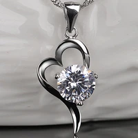 kofsac trendy 925 sterling silver necklaces for women romantic love heart zircon purple pendant jewelry lady wedding accessories