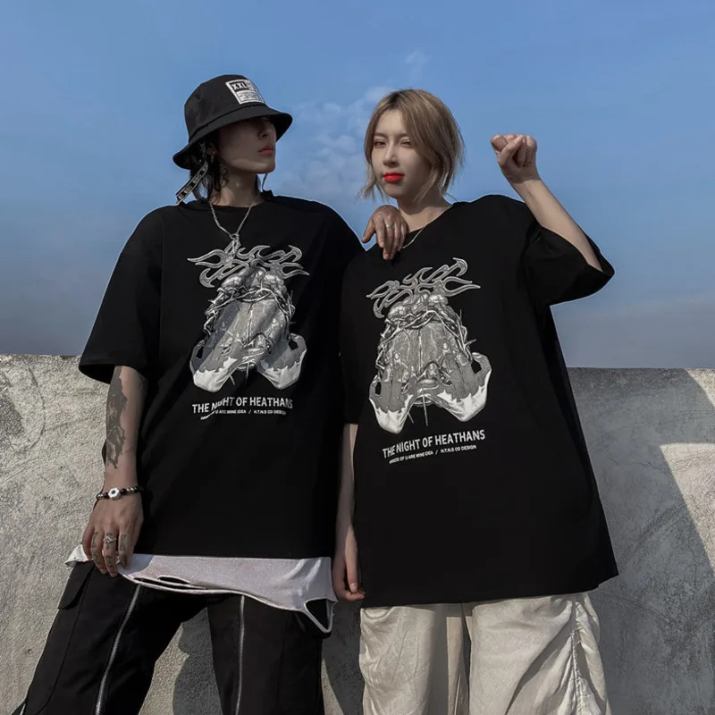

2021 Summer T Shirt Oversize Men / Women Streetwear Tshirt Short Sleeve Harajuku T-Shirt Cotton Tops Tee Loose Japanese Style