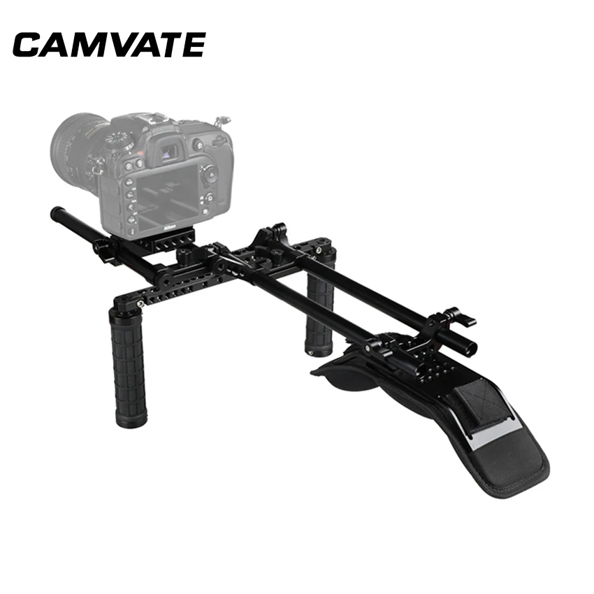 CAMVATE Ручной плеча Поддержка Rig с двойной резиновой рукояткой и 1/4 &quotМонтажный