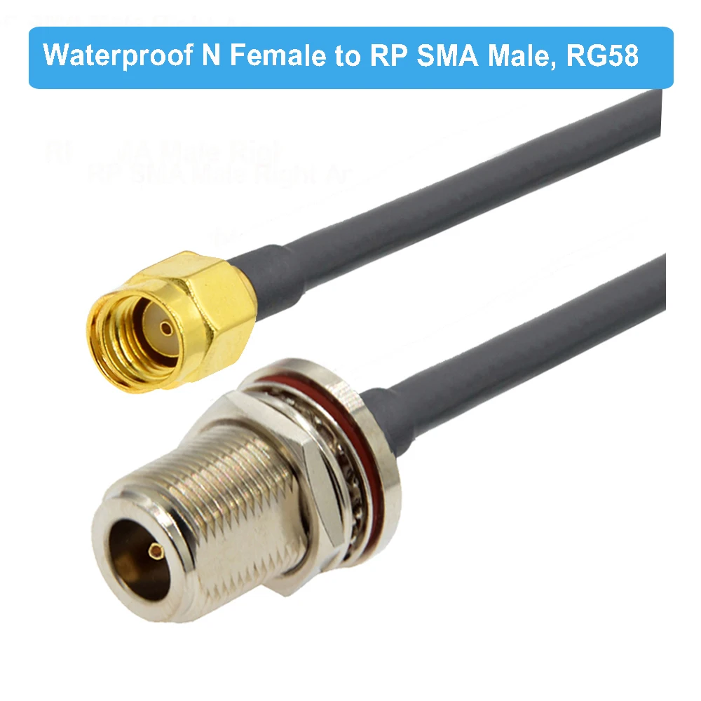 Водонепроницаемый N мама перегородка к RP SMA Штекер РЧ адаптер кабель RG58 50 Ом