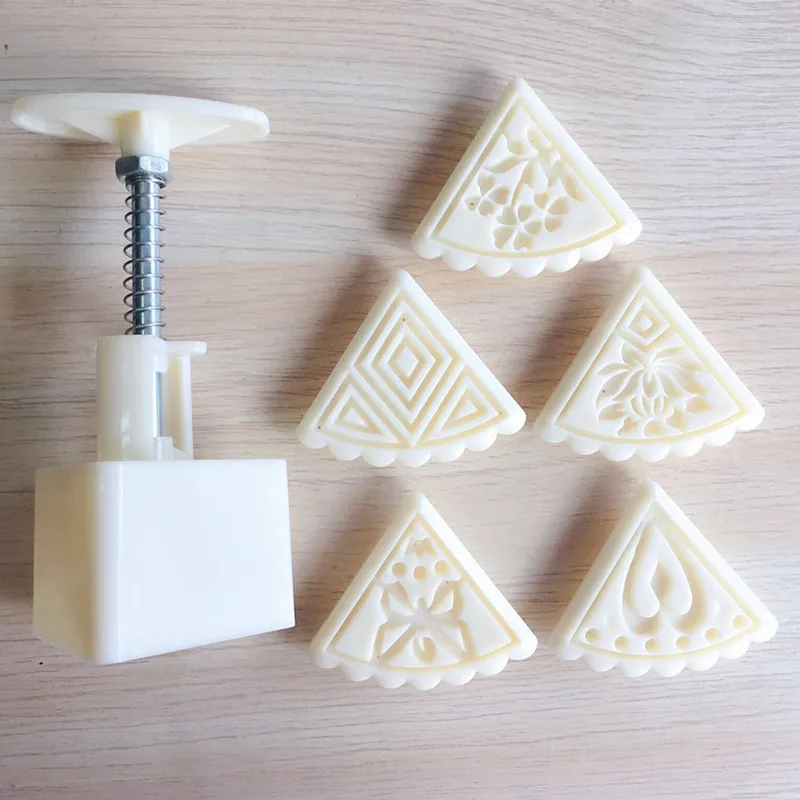 (50 г) DIY три угла луна торт плесень Mooncake Штамп Инструменты (с 5 шаблонов узоров) | Дом