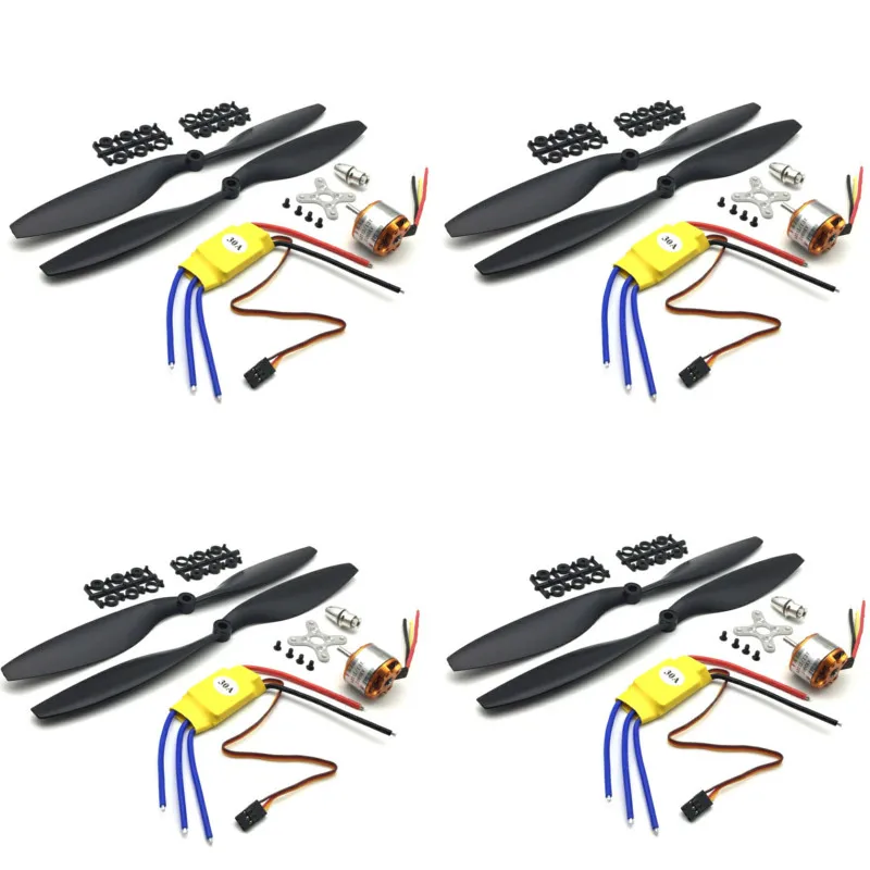 4 комплекта XXD A2212 A2208 930KV 1000KV 1400KV 2200KV 2600KV 1100KV бесщеточный двигатель 30A ESC 1045 Propeller Combo