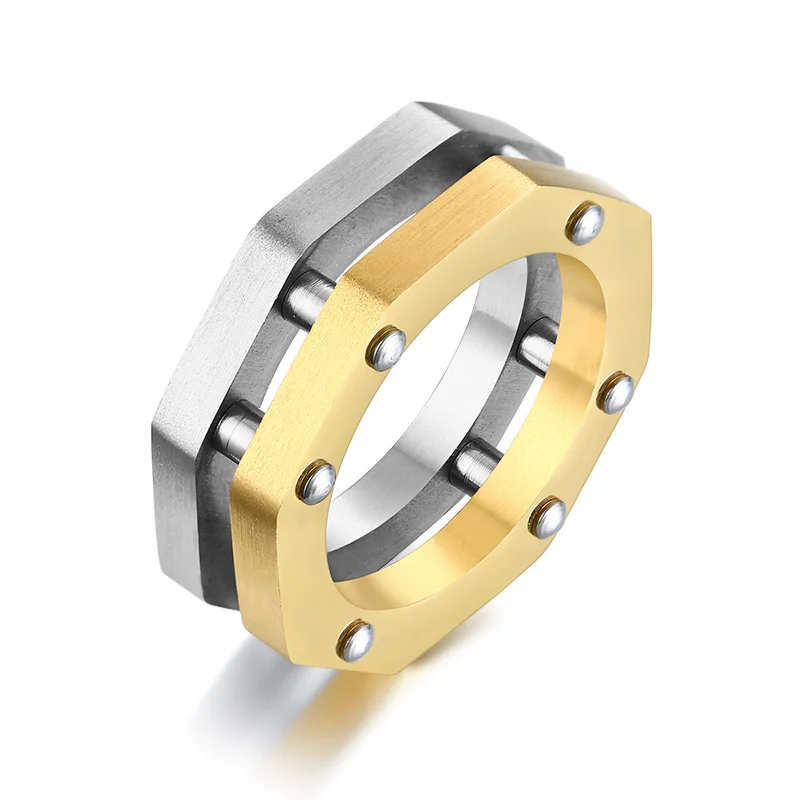Unique Pattern Ring Stainless Steel Two-tone Gold Silver Personality for Men Women Great Holiday Gifts Unisex New | Украшения и