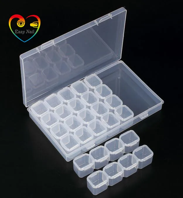 Hot 1PC 28 Grid Removable Empty Nail Decoration Storage Box Case Nails Tool Box herramienta de clavos Placement