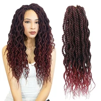 natifah synthetic hair extensions senegalese twist wavy crochet prelooped twist wave black women18 inch 75g curly braiding hair