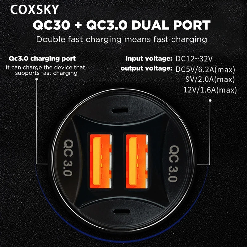 Автомобильный адаптер быстрой двойной QC Qualcomm 3 0 с usb портом для iPhone XR/Xs/Max/X/8/7/Plus Galaxy