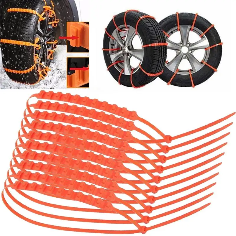 

10Pcs Nylon Snow Chain Emergency Anti-Skid Mud Snow Chain Survival Traction Car Tire Chains For Car Truck SUV Winter Driving