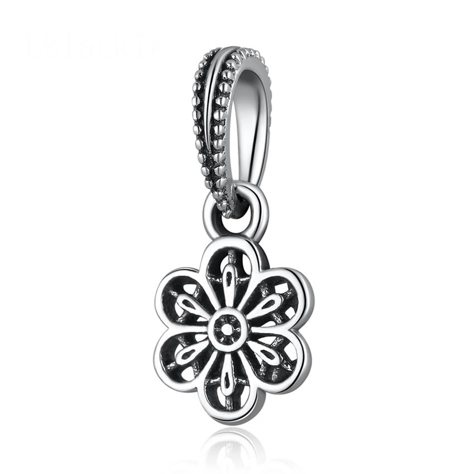 

Аутентичные S925 серебристого цвета в винтажном стиле; С цветочным узором кружевное кулон Шарм fit Pandora, браслет на запястье, для женщин, сделай сам ювелирной разметки