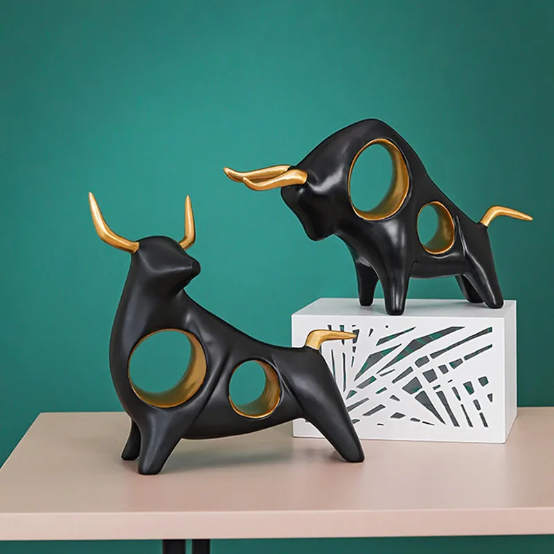 

Cow Statue Home Sculpture Decoration Desktop Ornaments Resin Crafts Abstract Animal Statue For Decoration Housewarming Gifts