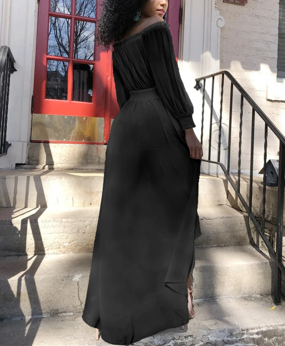 

Fashion Slim Thin Section Pure Color Chiffon Long Sleeve Dress Casual Long Street Large Size Irregular Dress Women