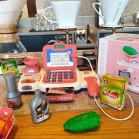 light sound pretend play simulation gifts vegetables fruits scanner with microphone cash register toy parents children checkout