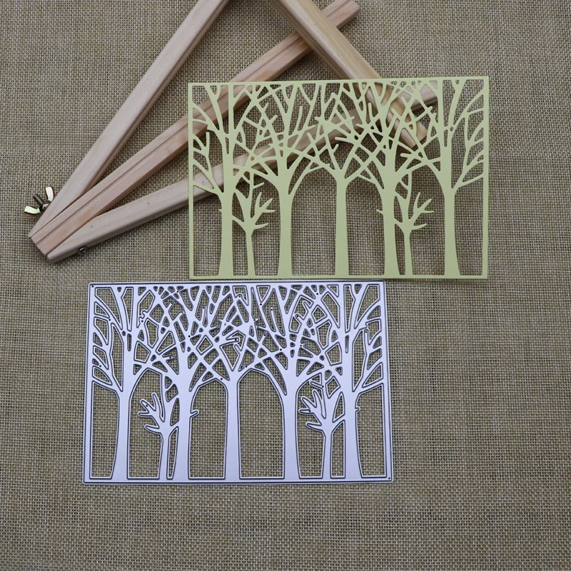 

Forest Tree Rectangular Frame Metal Cutting Dies Stencils Die Cut for DIY Scrapbooking Album Paper Card Embossing