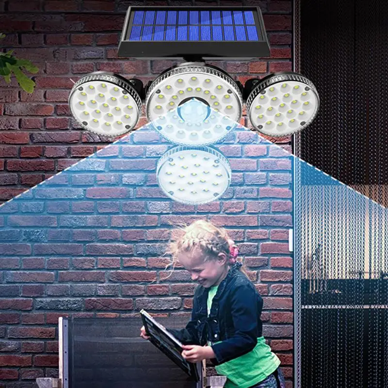 

Solar Led Light Outdoor Human Body Induction Four-head Rotating Road Lighting Household Garden Lamp Solar Wall Lamp Waterproof