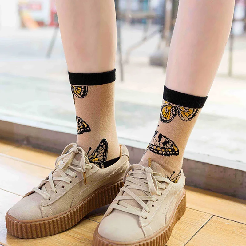 Женские хлопчатобумажные забавные носки с принтом и милые рисунками зверей из