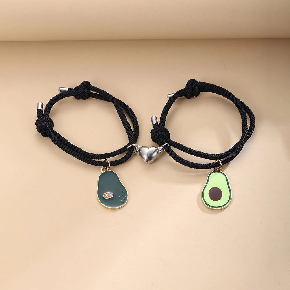 Модный милый браслет серебристого цвета с авокадо влюбленным сердцем для