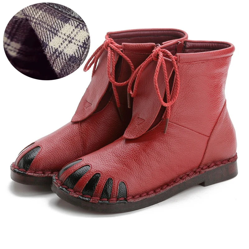 214-cotton-Pink Xiuteng/женские ботинки из натуральной кожи; коллекция года; зимние женские ботинки из натуральной кожи; большие размеры 42; теплые ботинки для мамы; подарок - Цвет: 214-cotton-Pink