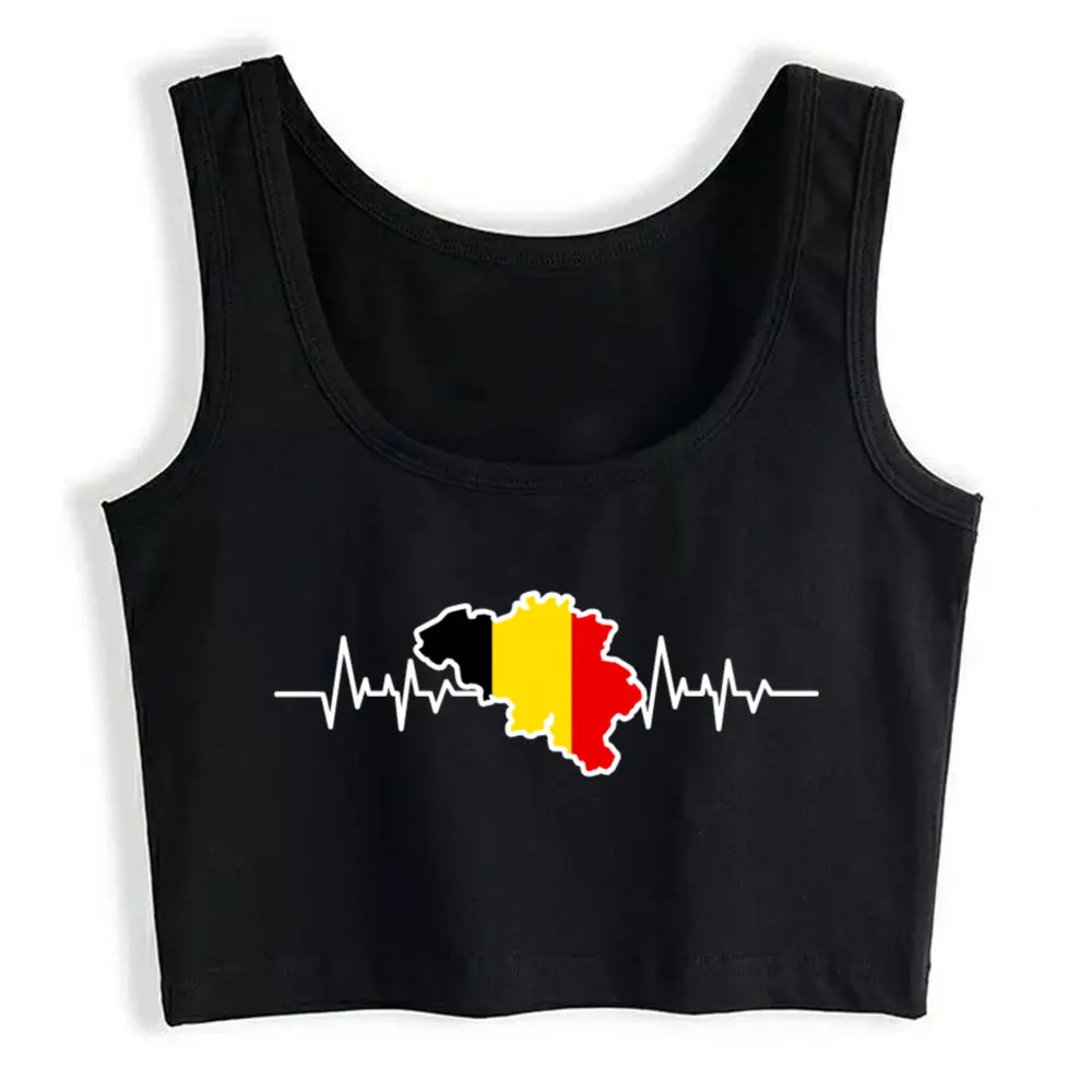 

Boho Crop Top Belgium Funny Inscriptions Cotton Sexy Streetwear Womens Tops blusas mujer de moda 2021 verano Gym Tank Top Women