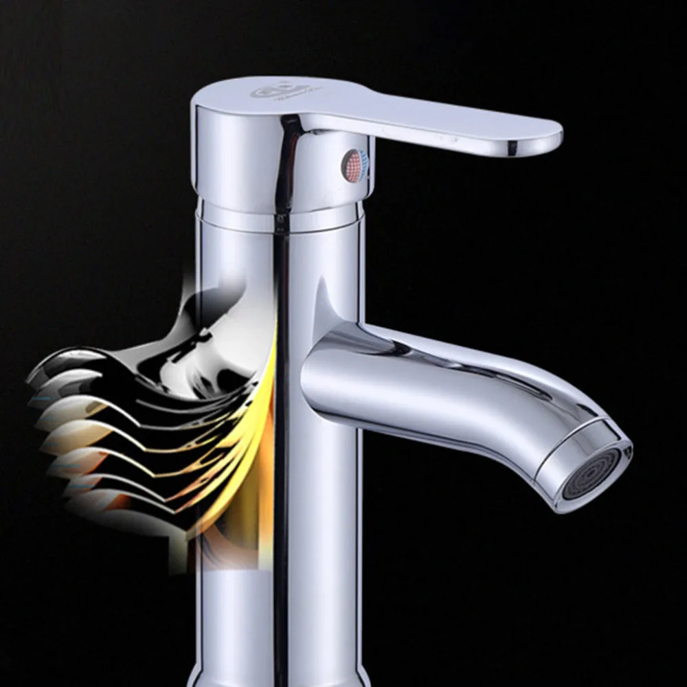 

Cold and Hot Water Basin Curveed Head Stainless Steel Washbasin Tap (Silver)