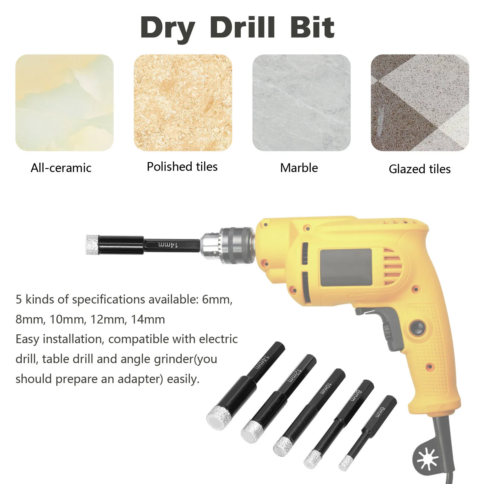 Сухое сверло для пайки сварка алмазная керамика витрифицированная полированная